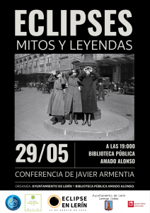 cartel anunciador de la conferencia sobre mitos de los eclipses